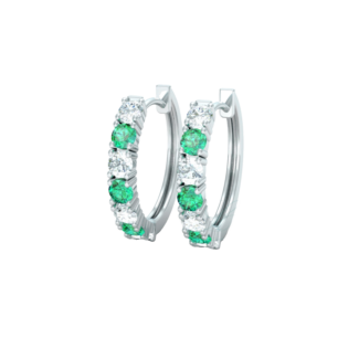 Náušnice Celline - bílé zlato, smaragdy