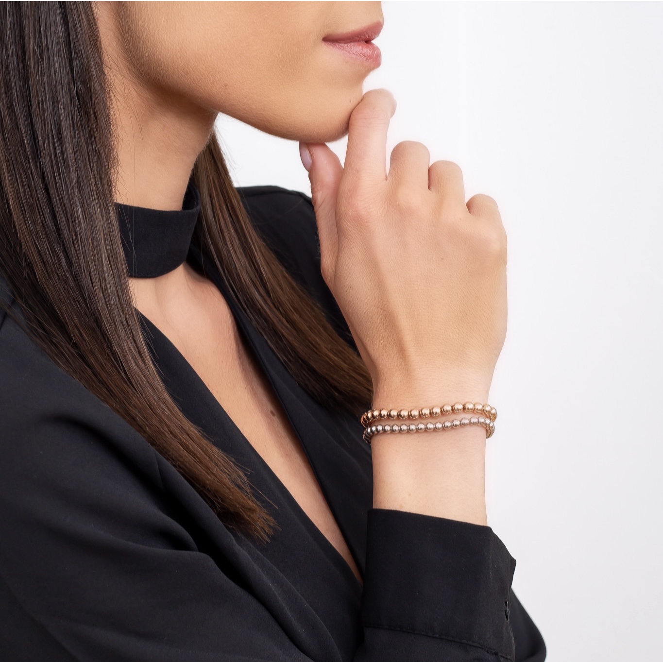 Náramek Round Bubbles - bílé zlato