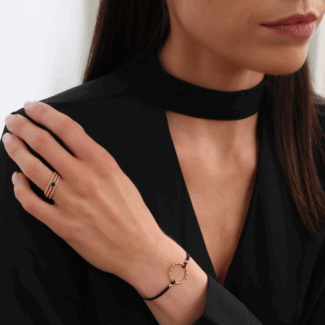 Prsten Bubbles 3,5 - růžové zlato, černý diamant