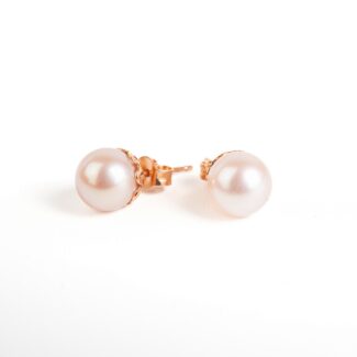 Perlové náušnice - růžové zlato