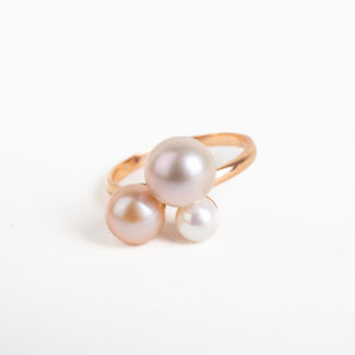 Perlový prsten - růžové zlato