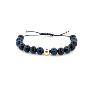 Náramek Shamballa Malachit Azurit modrý - žluté zlato