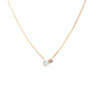 Náhrdelník Button - růžové zlato, diamant, slovenský opál