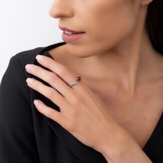 Prsten se slovenským opálem - bílé a růžové zlato, umbalit