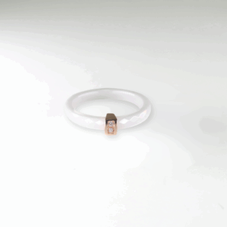 Kimi A bílá keramika - růžové zlato, diamanty