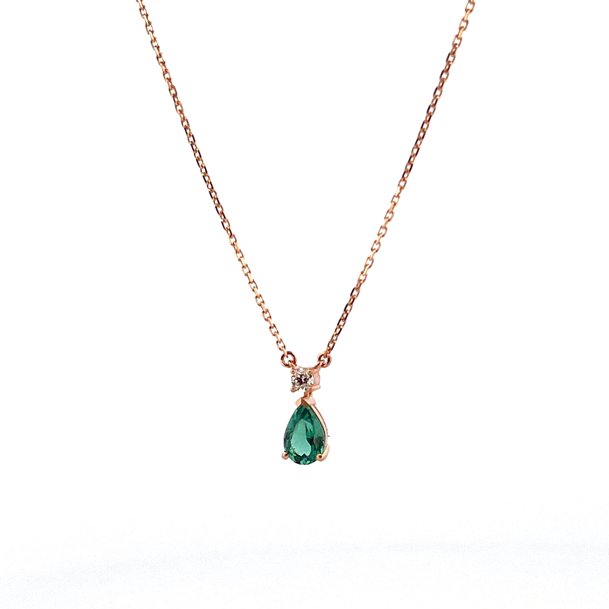 Náhrdelník kapka II - růžové zlato, turmalín