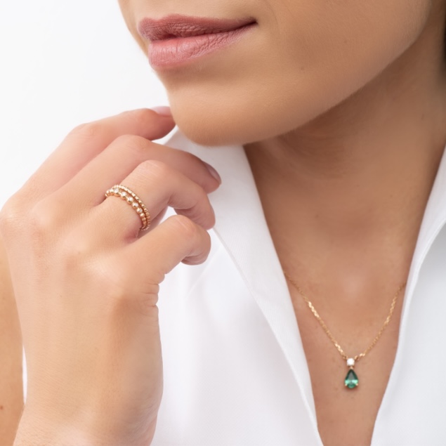 Náhrdelník kapka II - růžové zlato, turmalín - Obrázek 2