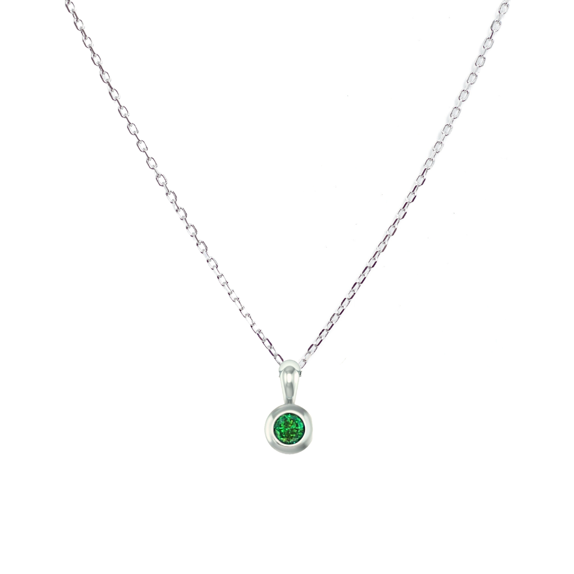 Přívěsek Button - bílé zlato, smaragd