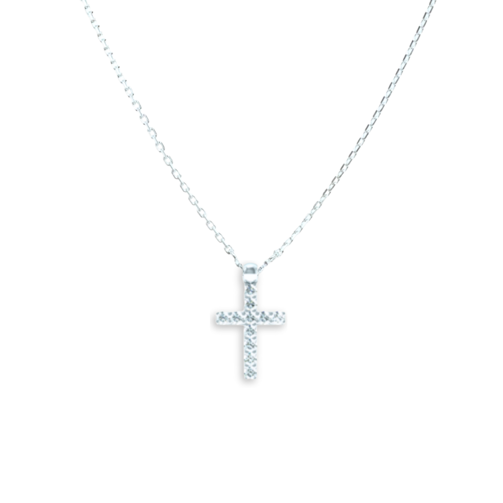 Přívěsek Crosslet Elegant - bílé zlato, diamanty