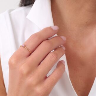 Prsten Bubbles 3,5 - bílé zlato, růžový safír