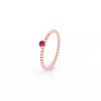 Prsten Bubbles 3 - růžové zlato, rubín