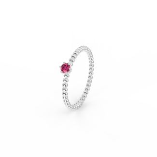 Prsten Bubbles 3 - bílé zlato, rubín