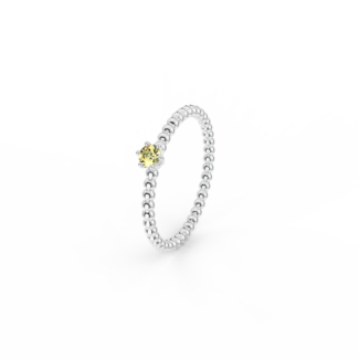 Prsten Bubbles 3 - bílé zlato, žlutý safír