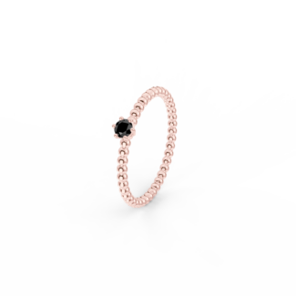 Prsten Bubbles 3 - růžové zlato, černý diamant