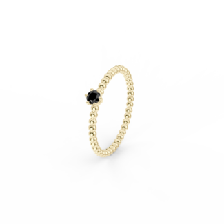 Prsten Bubbles 3 - žluté zlato, černý diamant