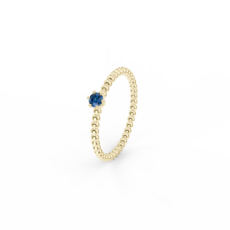 Prsten Bubbles 3 - žluté zlato, modrý safír