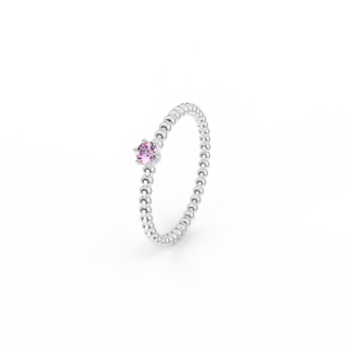 Prsten Bubbles 3 - bílé zlato, růžový safír