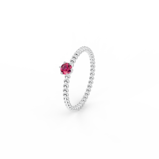 Prsten Bubbles 3,5 - bílé zlato, rubín