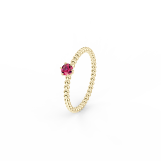 Prsten Bubbles 3,5 - žluté zlato, rubín
