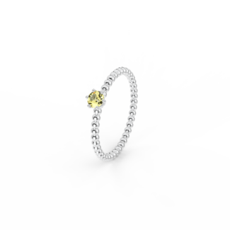 Prsten Bubbles 3,5 - bílé zlato, žlutý safír
