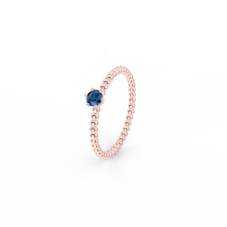 Prsten Bubbles 3,5 - růžové zlato, modrý safír