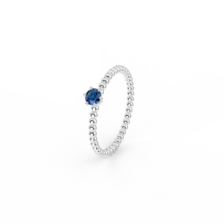 Prsten Bubbles 3,5 - bílé zlato, modrý safír