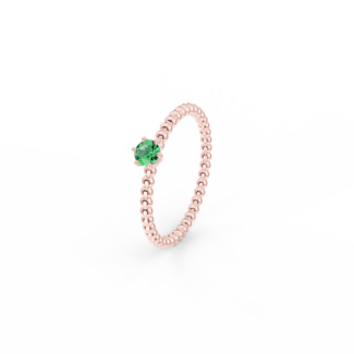 Prsten Bubbles 3,5 - růžové zlato, smaragd