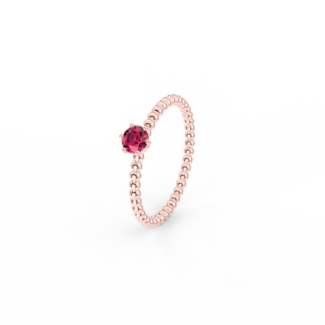 Prsten Bubbles 4 - růžové zlato, rubín