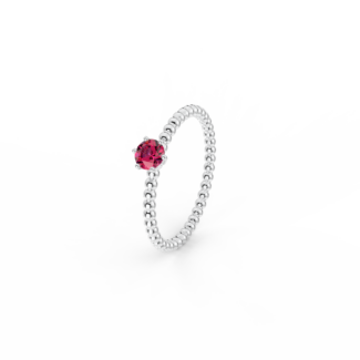 Prsten Bubbles 4 - bílé zlato, rubín