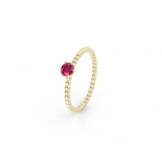 Prsten Bubbles 4 - žluté zlato, rubín