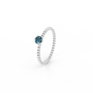 Prsten Bubbles 4 - bílé zlato, london topaz