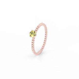 Prsten Bubbles 4 - růžové zlato, žlutý safír