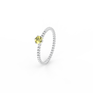 Prsten Bubbles 4 - bílé zlato, žlutý safír