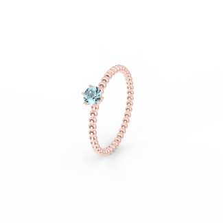 Prsten Bubbles 4 - růžové zlato, akvamarín