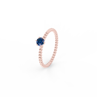 Prsten Bubbles 4 - růžové zlato, modrý safír