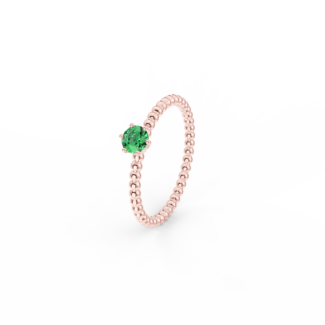 Prsten Bubbles 4 - růžové zlato, smaragd