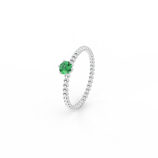 Prsten Bubbles 4 - bílé zlato, smaragd