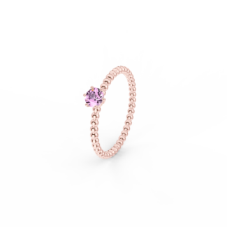 Prsten Bubbles 4 - růžové zlato, růžový safír