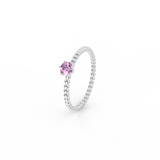 Prsten Bubbles 4 - bílé zlato, růžový safír