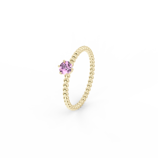 Prsten Bubbles 4 - žluté zlato, růžový safír