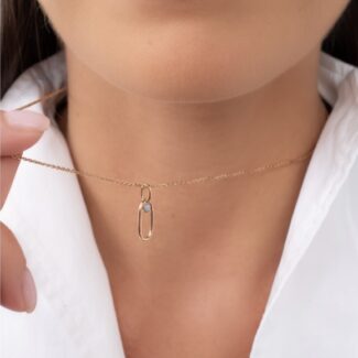 Přívěsek ovál - růžové zlato, slovenský opál