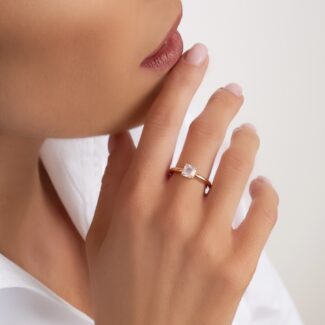 Prsten se slovenským opálem - růžové zlato