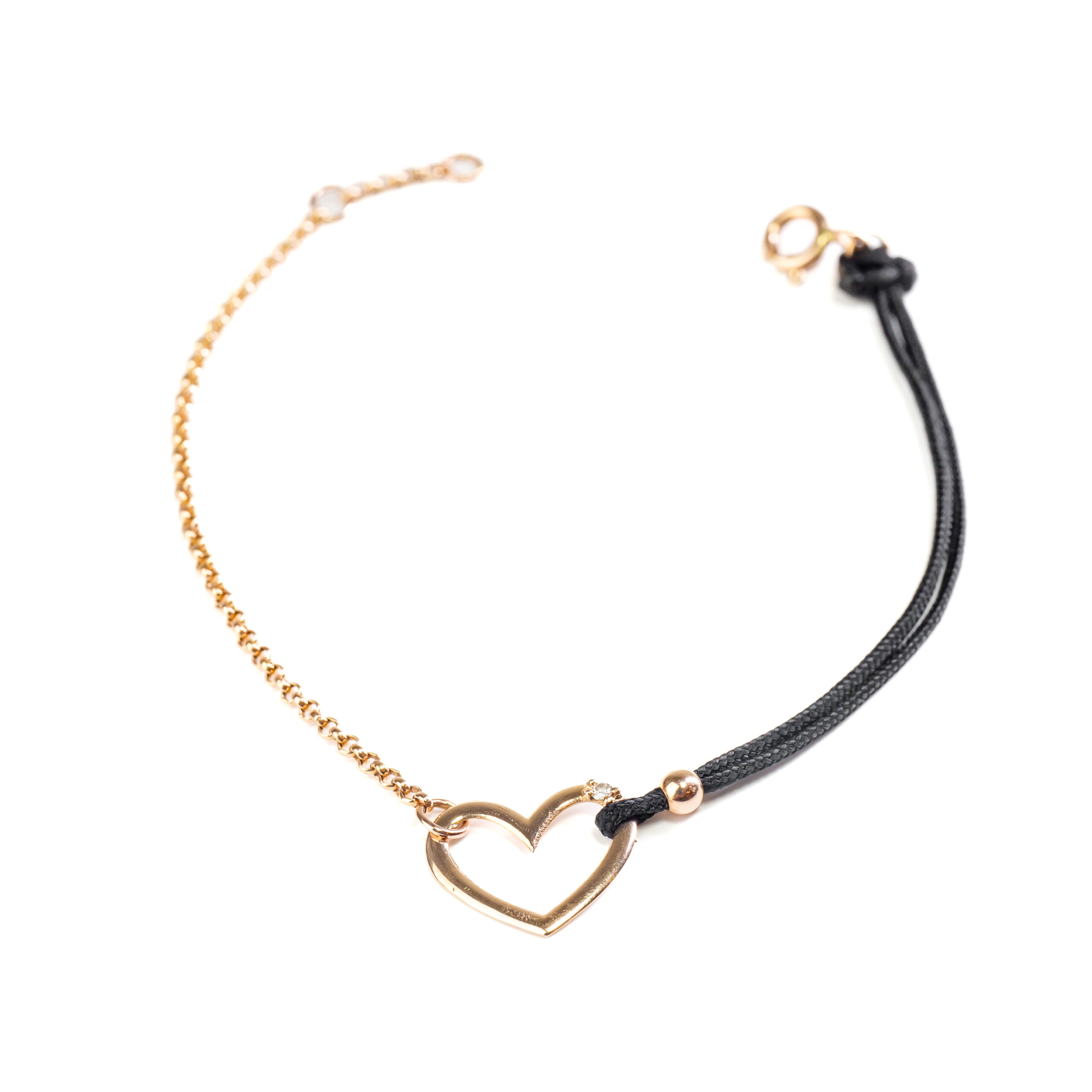 Náramek D Heart 1, růžové zlato, diamant