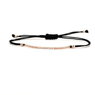 Náramek Ray na šňůrce - růžové zlato, diamanty