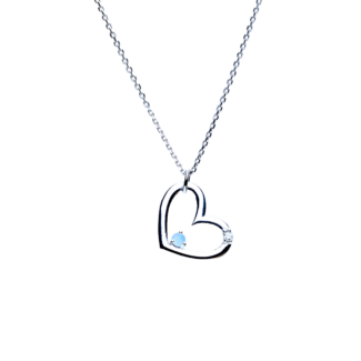 Přívěsek Heart Holly – bílé zlato, opál, diamant