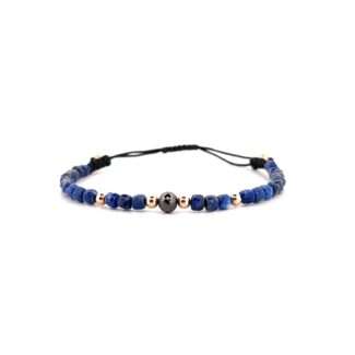 Shamballa s černým diamantem - růžové zlato, lapiz lazuli