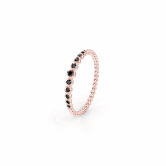 Prsten Bubbles C - růžové zlato, černé diamanty