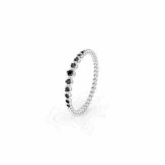 Prsten Bubbles C - bílé zlato, černé diamanty