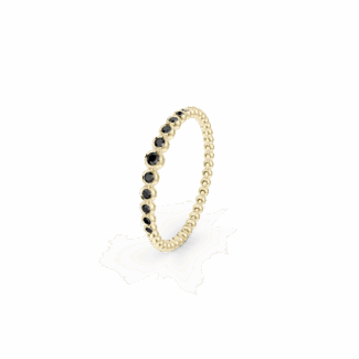 Prsten Bubbles C - žluté zlato, černé diamanty