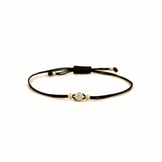 Náramek F Button, žluté zlato, diamant